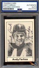 Andy Farkas PSA DNA Signed 1977 Touchdown Club Autograph