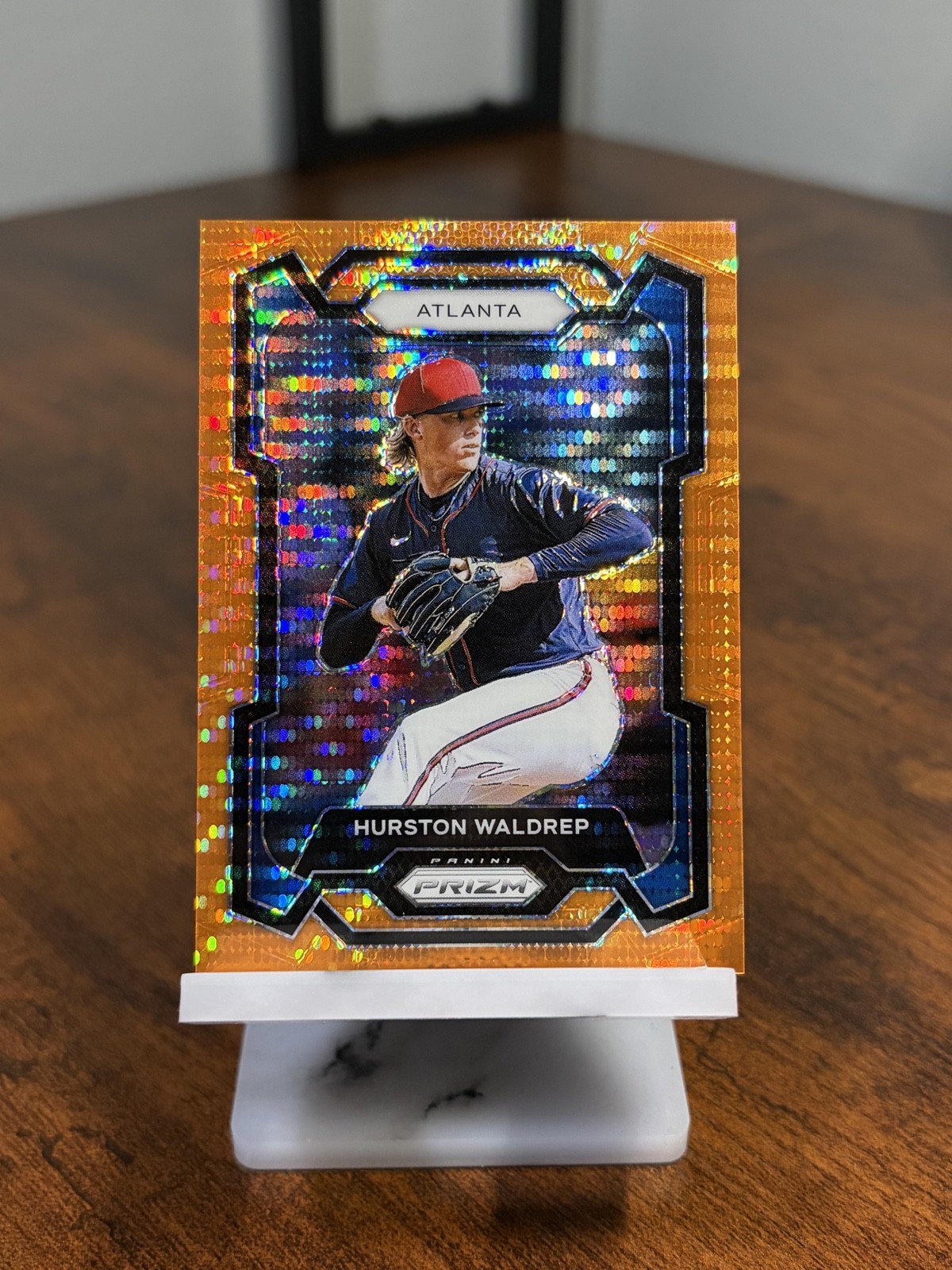 2024 Panini Prizm - Hurston Waldrep #102 Orange Pulsar Prizm /399 (RC)