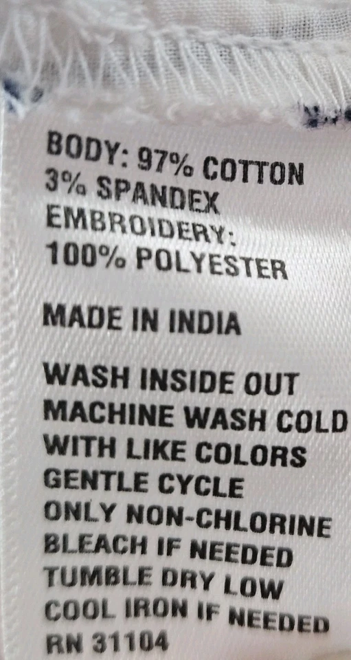 Pantalones Cortos Crown & Ivy Para Mujer Talla 18 Azul Blanco Rayas Piña Bordados NUEVO Foto 4 de 4