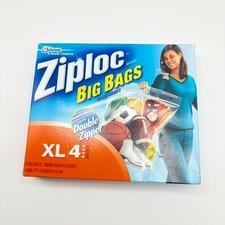 Ziploc Big Bags Almacenamiento Resistente XL 4 Bolsas Descontinuadas Nuevas en Caja