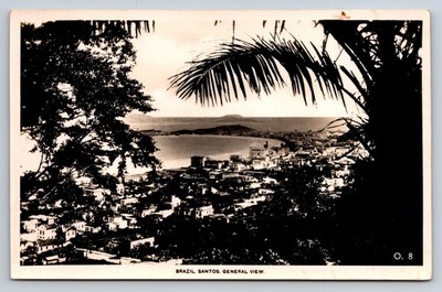 Vintage RPPC Santos Brazil General View Canadian Pacific Cruise Postcard