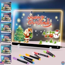 LED Drawing Board for Kids 14.5"x10.6", 7 Colors, Touch Control, 8 Markers