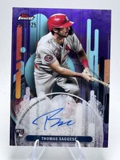 2025 Topps Finest Thomas Saggese RC Purple Refractor Auto 76/125 Cardinals