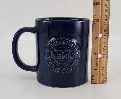 Vintage Shaklee Coffee Mugs 1983 Stamp of Quality Dark Blue Pair - Picture 3 of 10