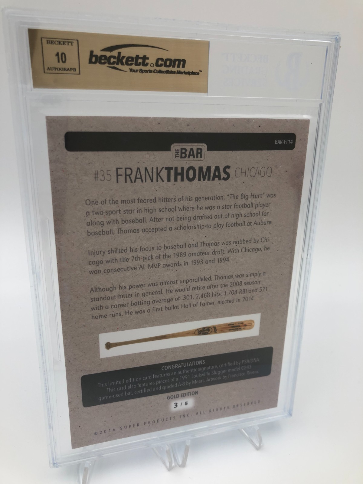 FRANK THOMAS BAT AUTO RARE/5 Card 2016 THE BAR GOLD Edition PSA BECKETT 9.5 10 view 13