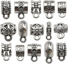 100Pcs Bail Tube Beads Clasp Bail Spacer Charms for Jewelry Making DIY