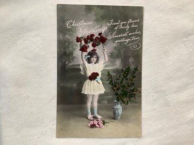 Kind hält Rosen hoch, Misch & Co. Ltd Echtfoto Postkarten Serie Nr.3343 / 3 Stück