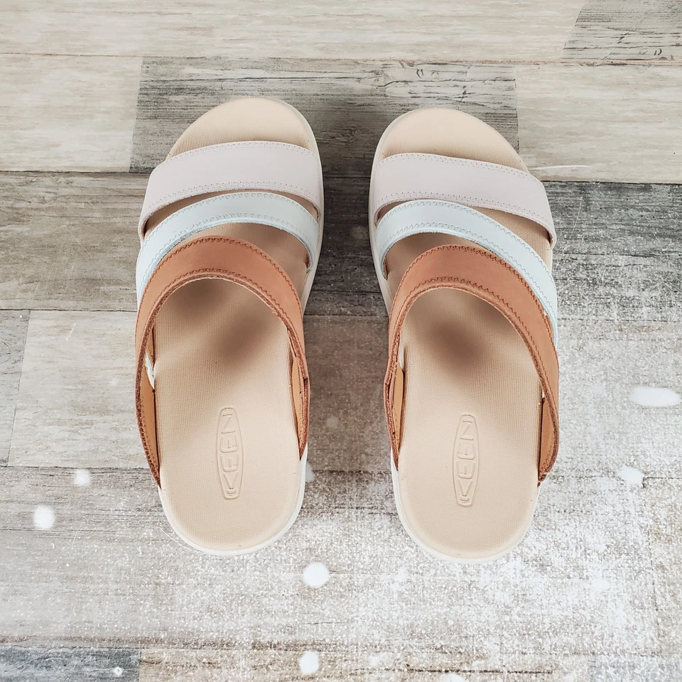 Sandalias de plataforma Keen Ellecity para mujer talla 7 cuero natural claro aguamarina deslizable Foto 4 de 4