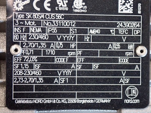NORD SK 80S/4 GEARMOTOR SK 1SI63VH NEW - Picture 5 of 7