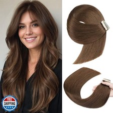 Tape in Hair Extensions 20pcs Remy Hair Extensions 22 Inch Darkest Brown Stra