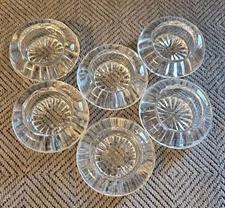Antique Set Of 6 Matching Crystal Round Open Salt Cellars, Dips, Dishes 