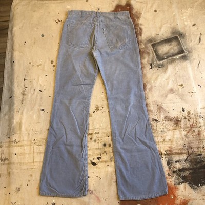 levis646 usa製　70's Vintage 70s Levi's 646 Corduroy 31x32 USA Flare Pants Baby Blue