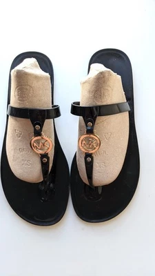 MICHAEL KORS Slides Flip Flop Sandalen Jelly Plastik 40 SCHWARZ GOLD Logo Sommer - Bild 1 von 4