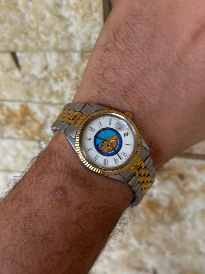 RELOJ GIRATORIO VINTAGE ROTARIO REAL ARABIA SAUDITA EJÉRCITO KSA 79º ESCUADRÓN CON CAJA DOS TONOS Foto 2 de 4