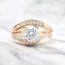 2Ct Round Cut Lab-Created Diamond Women's Engagement Ring 14K Yellow Gold Finish