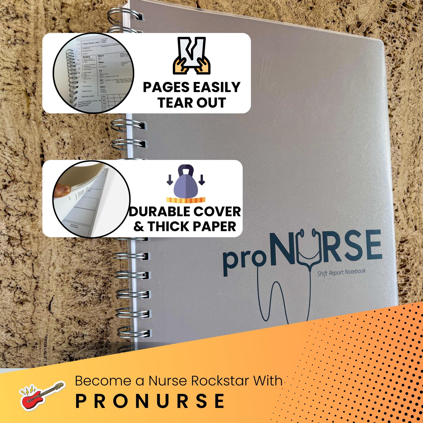 ProNurse Report Spiral Notebook – 200 Patient Templates, 8.5"x11",Essential F... thumbnail 5