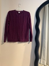 L.L.Bean Womens XL Cable-Knit Crewneck Pullover Sweater Long Sleeve Purple