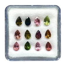 12 Pcs Natural Multi Color Tourmaline Pear Cut 6x4mm – 5.00 Cts Loose Gemstones