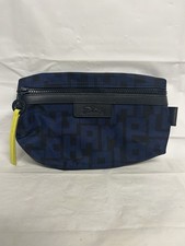 NWOT Longchamp Le Pliage Zippered Clutch Bag Cosmetic Case Blue/Black Nylon