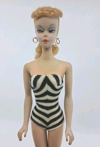 1959 Vintage #1 Ponytail Barbie Doll Bathing Suit & Dress Original Condition