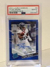 2023 Donruss Clearly TYJAE SPEARS *RATED ROOKIE AUTO* #88 graded PSA 10 BLUE /99