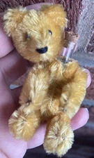 Antique Schuco German Miniature  Golden Yellow Brown Mohair Perfume Bear 3”