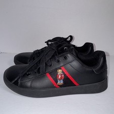 Polo Ralph Lauren Boys Sneakers Quilton Bear Youth Black Red Size 2