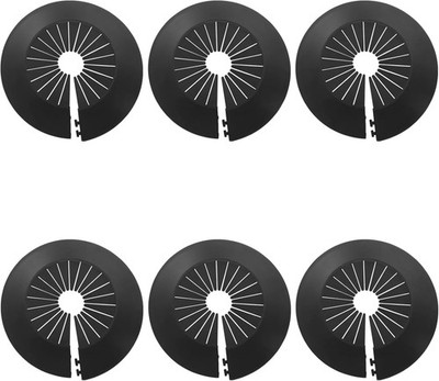 6 Pcs Black PP Radiator Escutcheon Pipe Covers Decoration, 1.18 Inch-2.16 Inch P