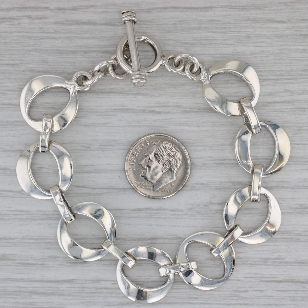 Circle Link Statement Bracelet Sterling Silver 7"… - image 4