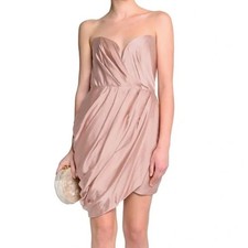 Zimmermann Nude Champagne Drape Strapless Silk Dress Size 1/US 6