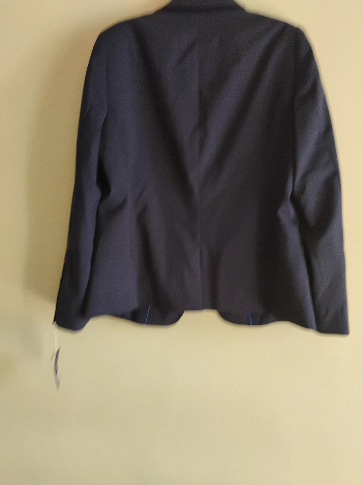 全新带标签 American Airlines for Lands End Blazer 女式 6 码海军蓝内衬红色条纹 — 第 3/4 张图片