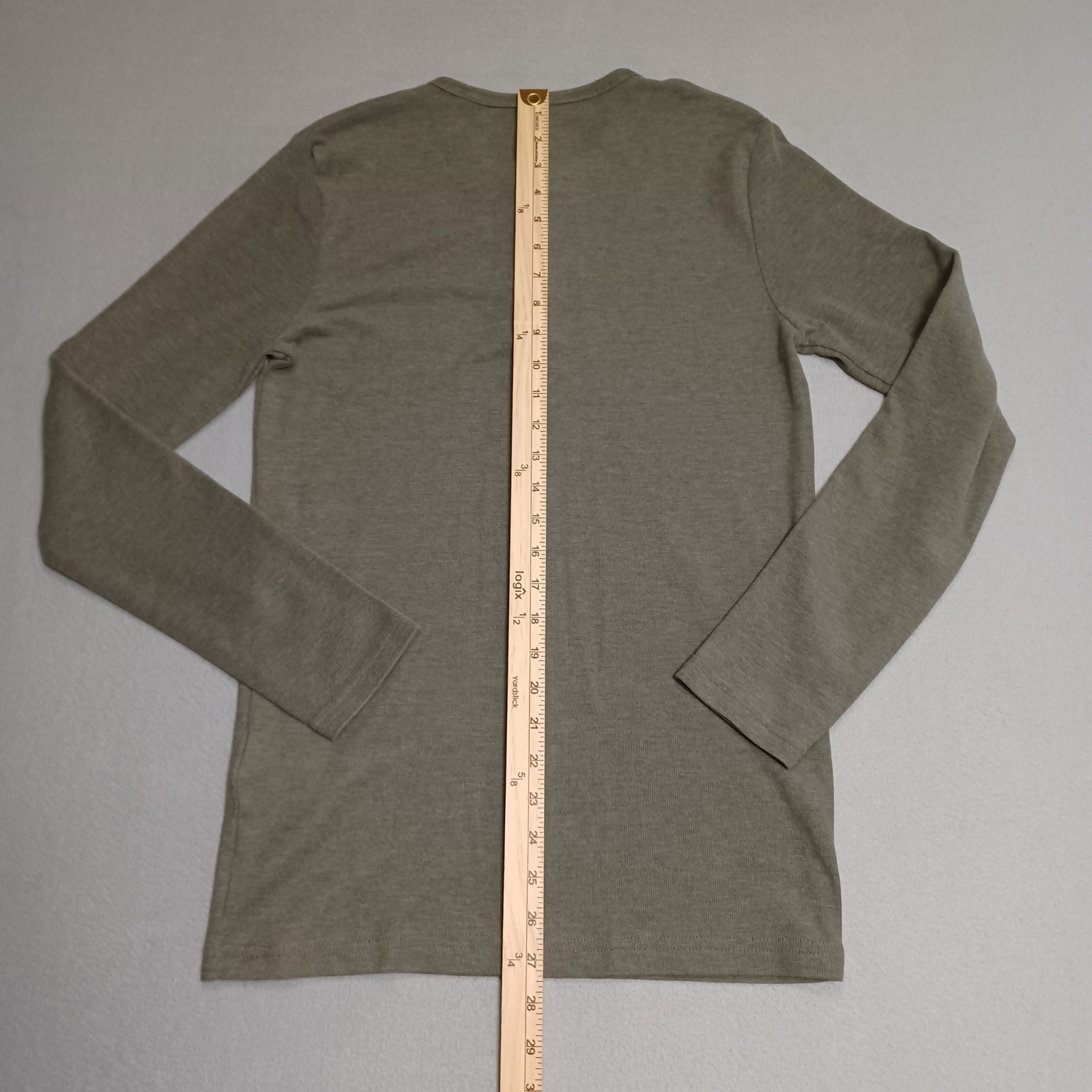 Livergy Henley Shirt Mens M Olive Green Waffle Knit Long Sleeve Thermal Cotton image 4