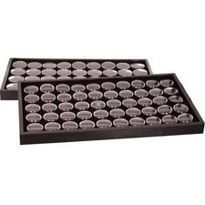 86 Gem Jars Black Foam with 2 Plastic Jewelry Display Trays 14 3/4" x 8 1/4"