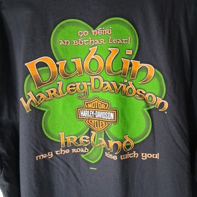 Harley Davidson Dublin Ireland Shamrock Clover T Shirt NWT 2XL Black