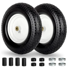 4.80/4.00-8" Wheelbarrow Tire, 16" Flat-Free Solid Tire and Wheel, 3" Centere...