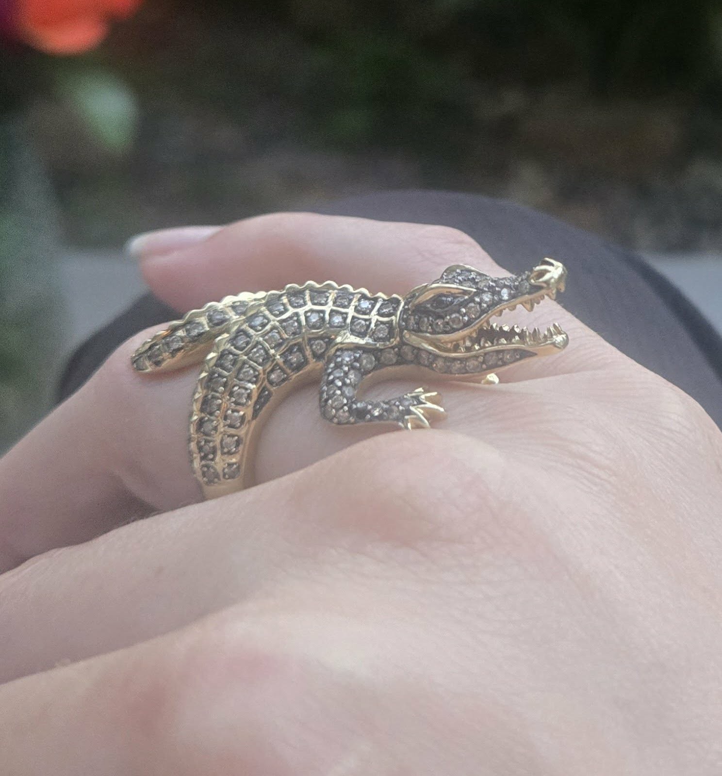 14k Heavy Solid Gold Lizard Alligator Crocodile R… - image 12