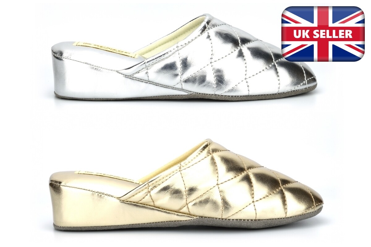 PANTOFOLA D’ORO Dunlop ciabatte donna tacco zeppa donna mulo ciabatte glitter lucido