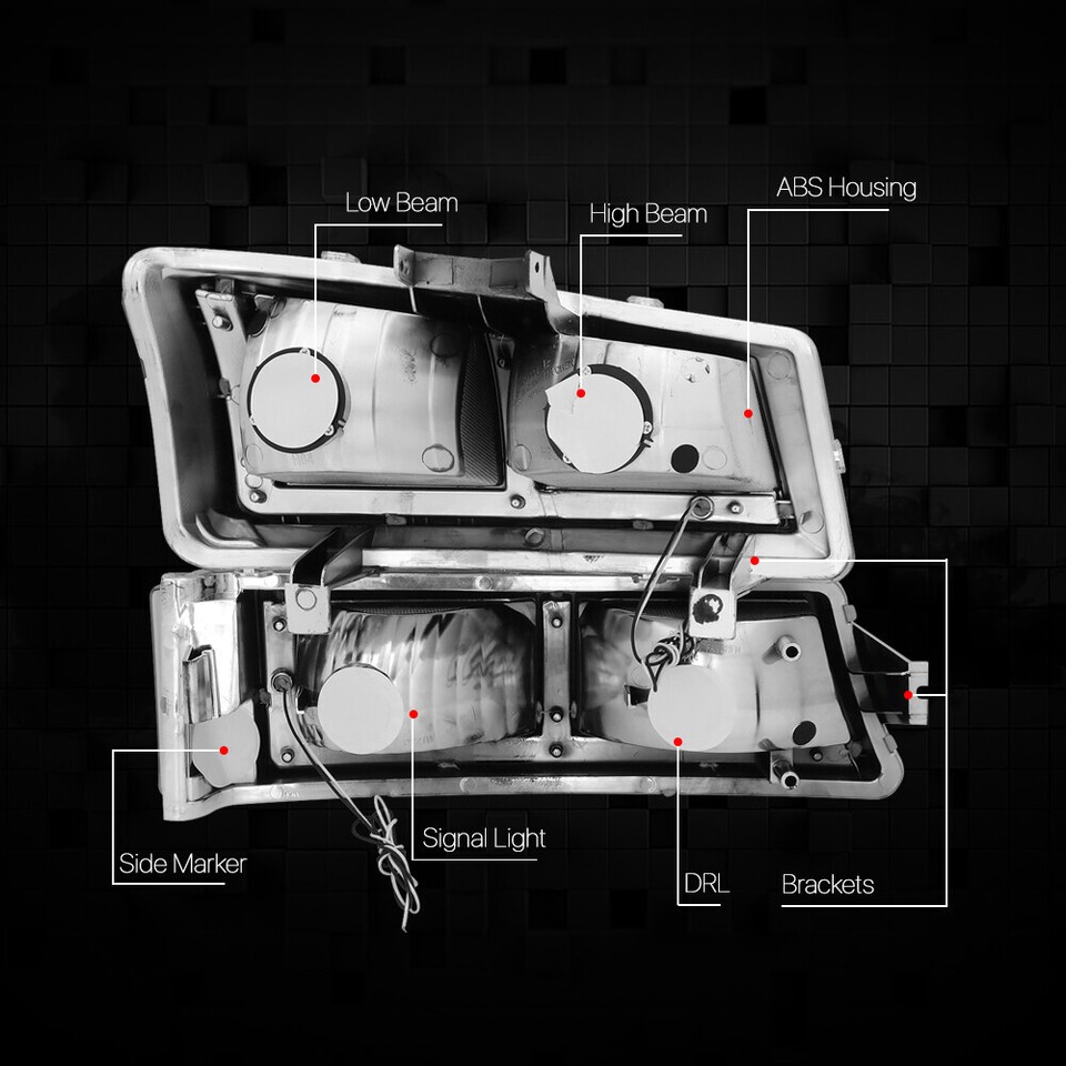2006 Chevy Silverado Headlight Assembly Clear Lens LED DRL Headlights For 2003-2007 Chevy Silverado & Avalanche - DOT Approved Silverado LED Headlights - Foto 2