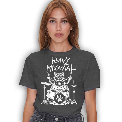 Camiseta de baterista Heavy Meowtal Funny Cat - Camiseta de metal pesado - Imagen 28 de 36