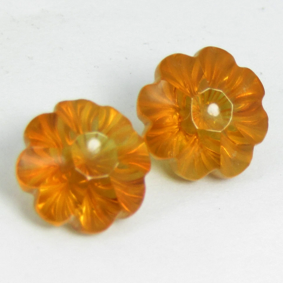 Par de gemas a juego con forma de flor de 8,6 mm talla citrino natural de 5,03 quilates Foto 4 de 4