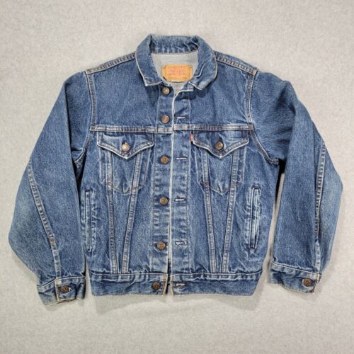 Vintage Levis Jean Jacket Youth 16 Blue Denim 70706 0216 Trucker Faded 80s USA