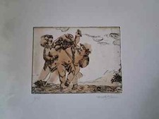 Giovanna Barbieri Oderzo (TV) 3 acqueforti acquarellate certificate PUTTI CUPIDO