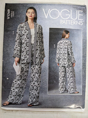 Vogue V1749 Unlined Open Vest Jacket Pants Fitted Full Leg Easy Miss 4-14 UNCUT
