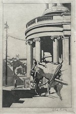 Sylvia Gosse RBA RE (1881-1968) “Working Horse & Portico” etching & aquatint