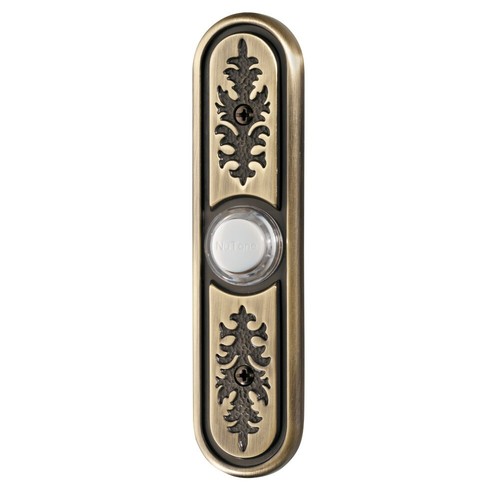 NuTone PB64LAB Antique Textured Brass Lighted Push Button Doorbell Vintage Look
