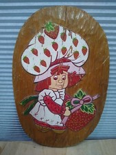 Strawberry Shortcake vintage Hand Carved  Painted Wooden Wall art Decor 15 x 10