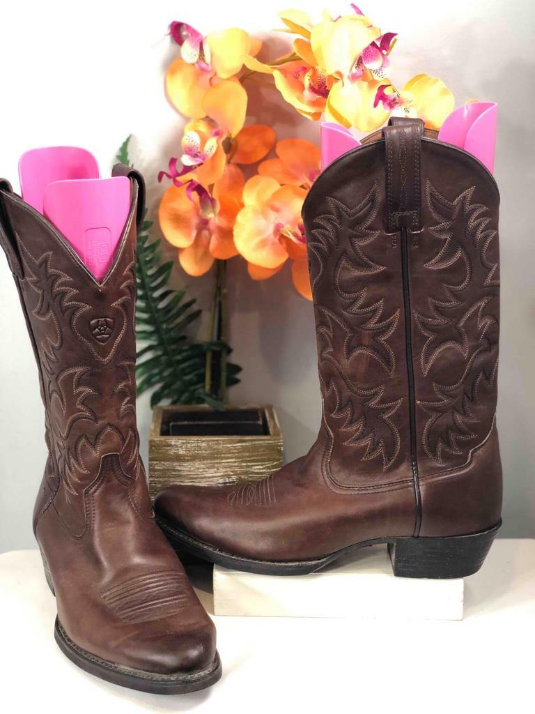 Ariat Dark Chocolate Brown Heritage Western Learher Cowboy Boots Size 9D Mexico Men main image 3