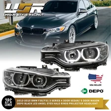 DEPO U Ring LED Angel Eyes Halo Rings Projector Headlight For 12-15 BMW F30/F31