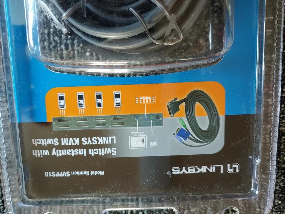 Interruptor KVM Linksys Premium 10 ft Kit de cable Modelo SVPPS10 Teclado Video Mouse Foto 4 de 4