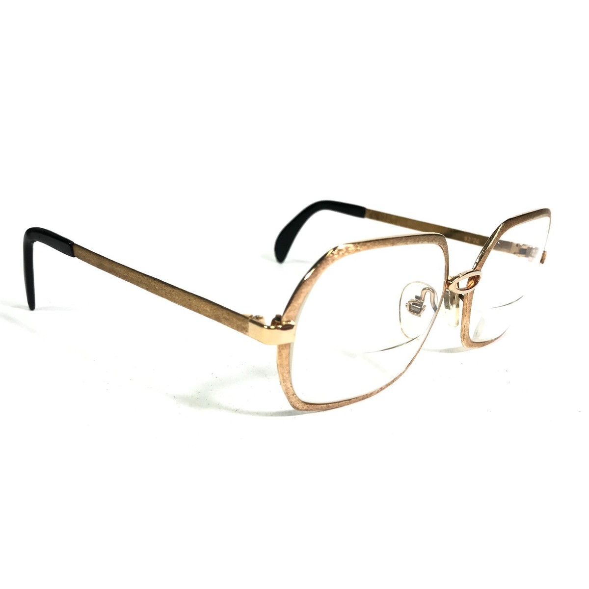 Vintage Eyeglasses Frames Sparkly Shiny Gold Hexagon Full Rim 52